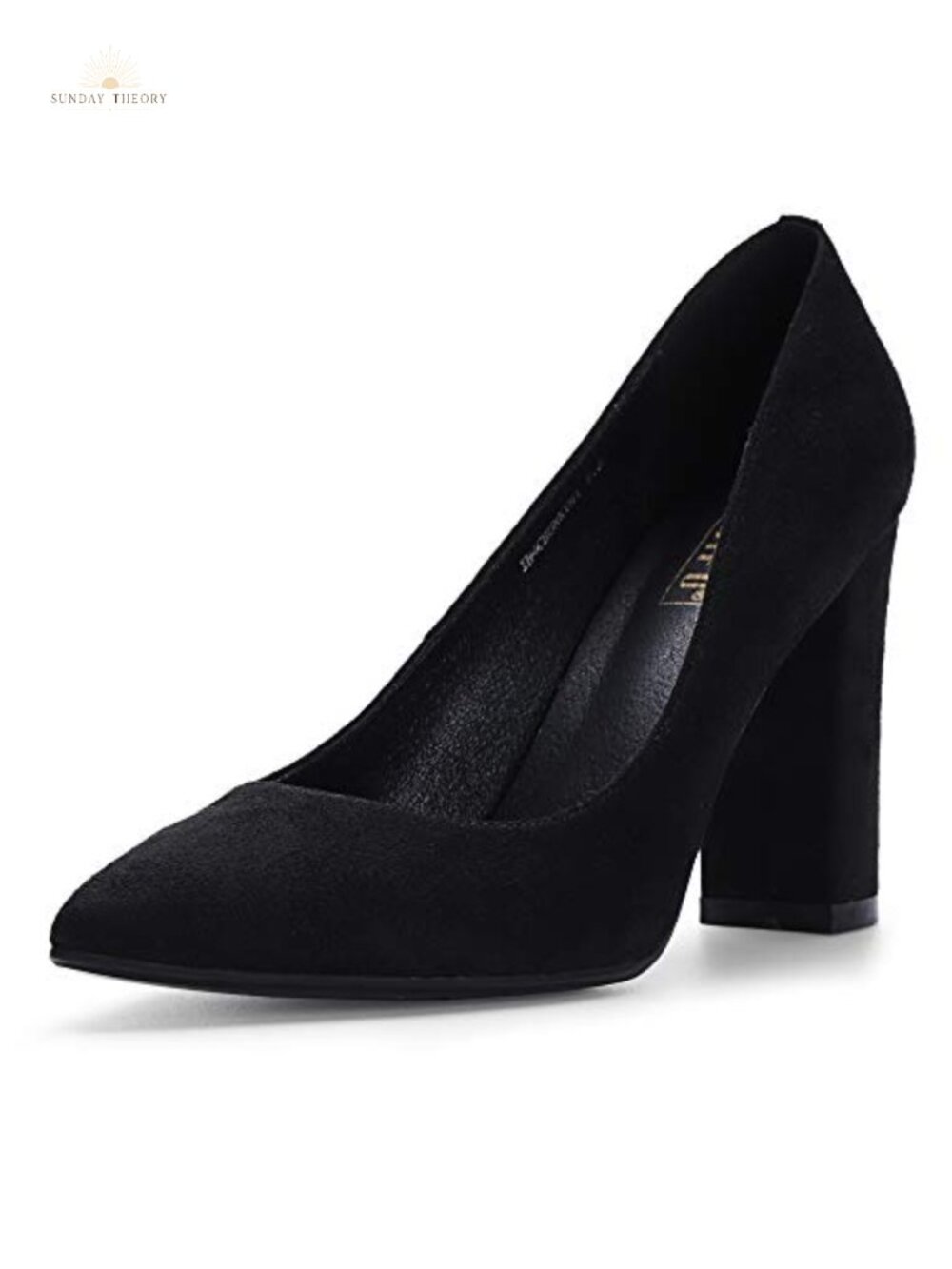 IDIFU Chunky High Heels Closed Pointed Toe Pumps